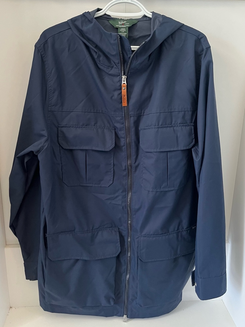 Vintage Woolrich 16030 Hooded Field Jacket Rain Shell Navy Blue Men’s Large
